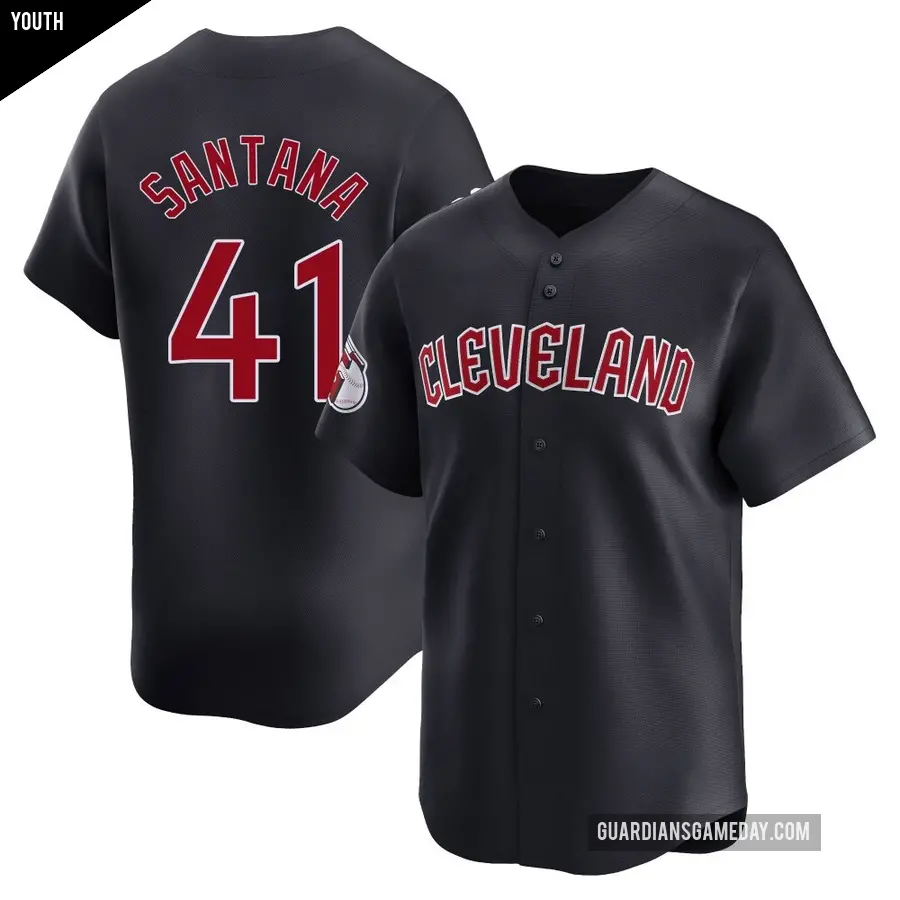 Youth Cleveland Guardians ＃41 Carlos Santana Limited Navy Alternate Jersey