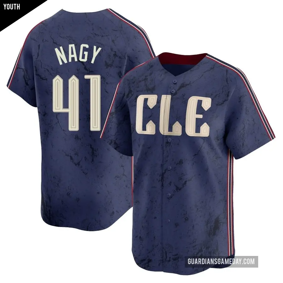 Youth Cleveland Guardians ＃41 Charles Nagy Limited Navy 2024 City Connect Jersey