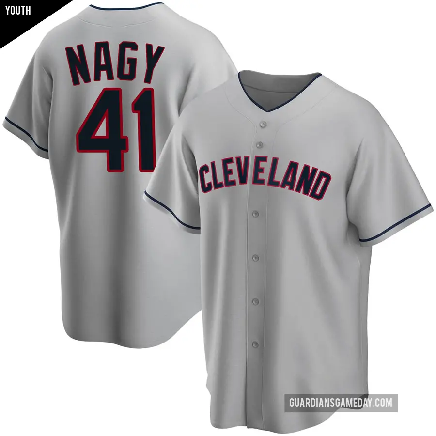 Youth Cleveland Guardians ＃41 Charles Nagy Replica Gray Road Jersey