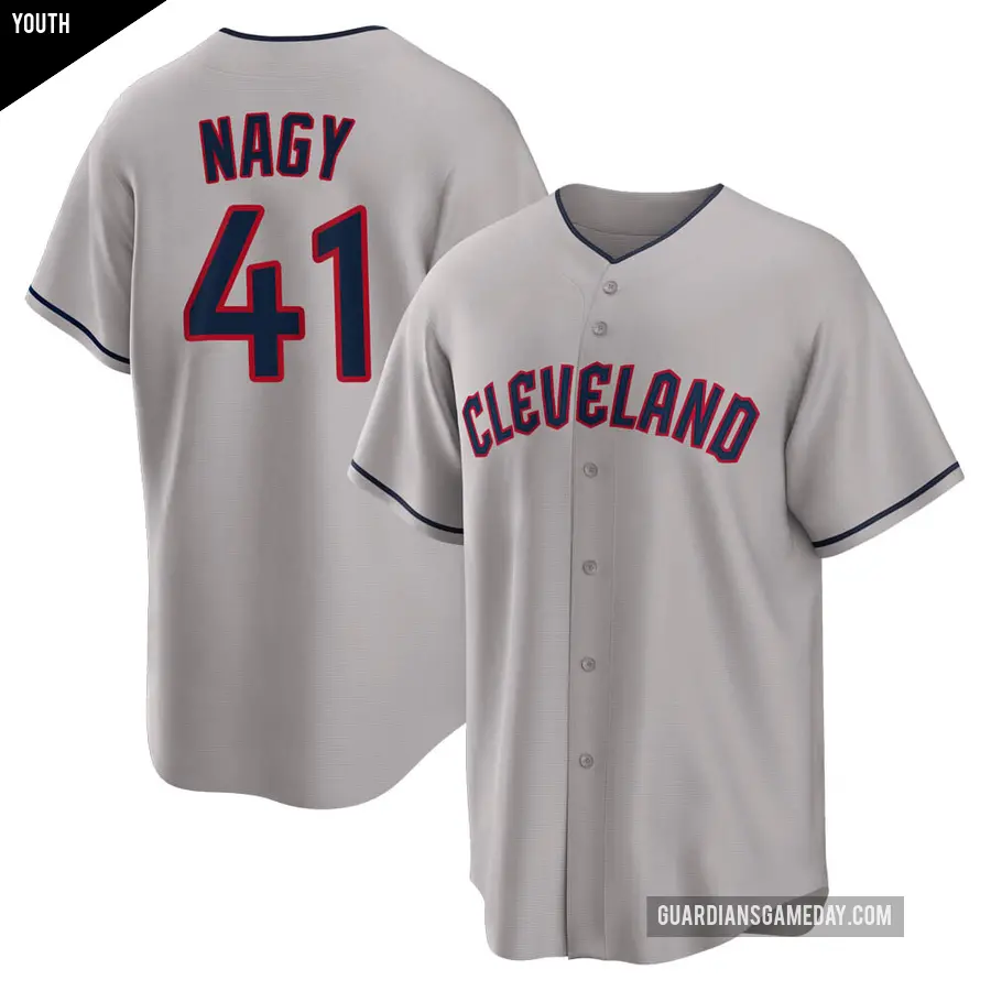 Youth Cleveland Guardians ＃41 Charles Nagy Replica Gray Road Jersey