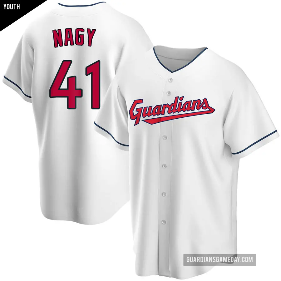 Youth Cleveland Guardians ＃41 Charles Nagy Replica White Home Jersey