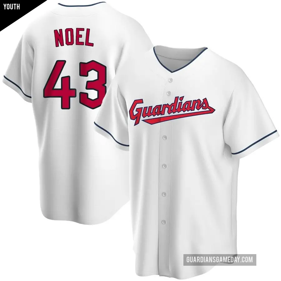 Youth Cleveland Guardians ＃43 Jhonkensy Noel Replica White Home Jersey