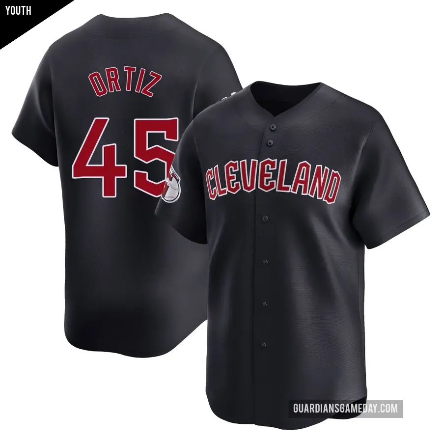 Youth Cleveland Guardians ＃45 Luis Ortiz Limited Navy Alternate Jersey