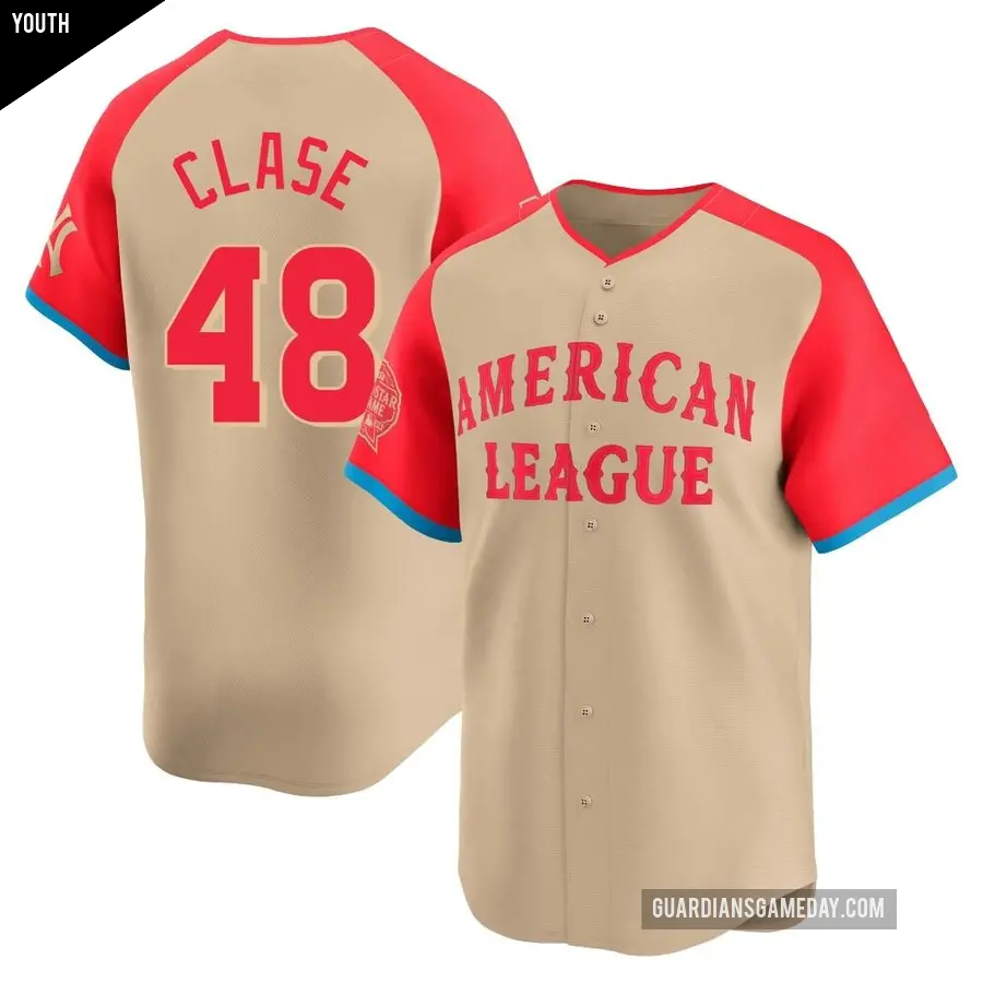 Youth Cleveland Guardians ＃48 Emmanuel Clase Limited Cream American League 2024 All-Star Game Jersey