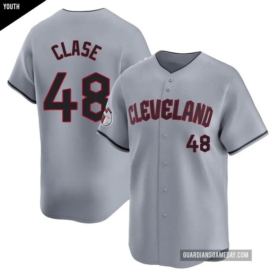 Youth Cleveland Guardians ＃48 Emmanuel Clase Limited Gray Road Jersey