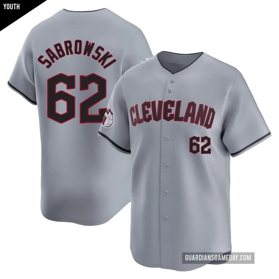 Youth Cleveland Guardians ＃62 Erik Sabrowski Limited Gray Road Jersey