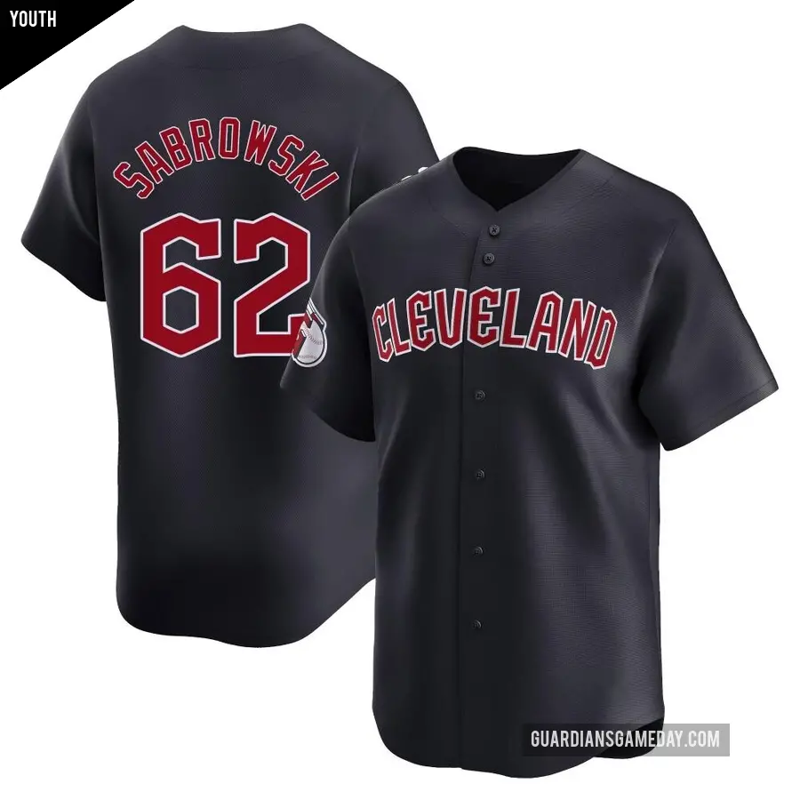 Youth Cleveland Guardians ＃62 Erik Sabrowski Limited Navy Alternate Jersey