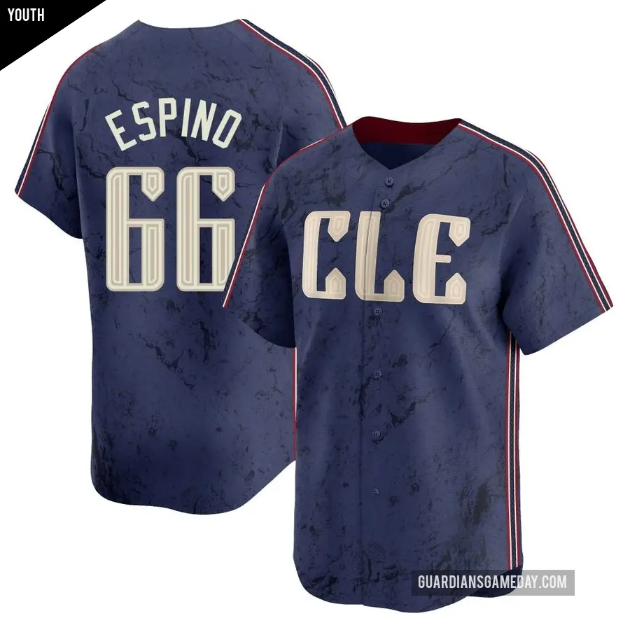 Youth Cleveland Guardians ＃66 Daniel Espino Limited Navy 2024 City Connect Jersey