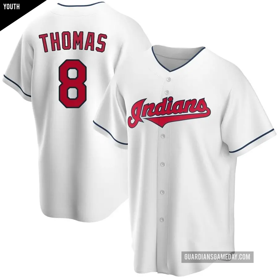 Youth Cleveland Guardians ＃8 Lane Thomas Replica White Home Jersey