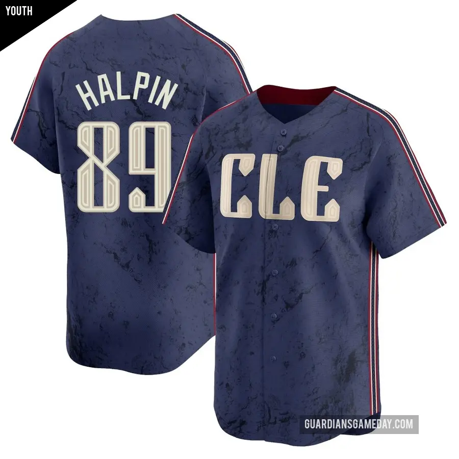 Youth Cleveland Guardians ＃89 Petey Halpin Limited Navy 2024 City Connect Jersey