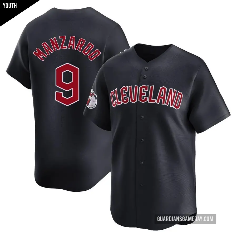 Youth Cleveland Guardians ＃9 Kyle Manzardo Limited Navy Alternate Jersey